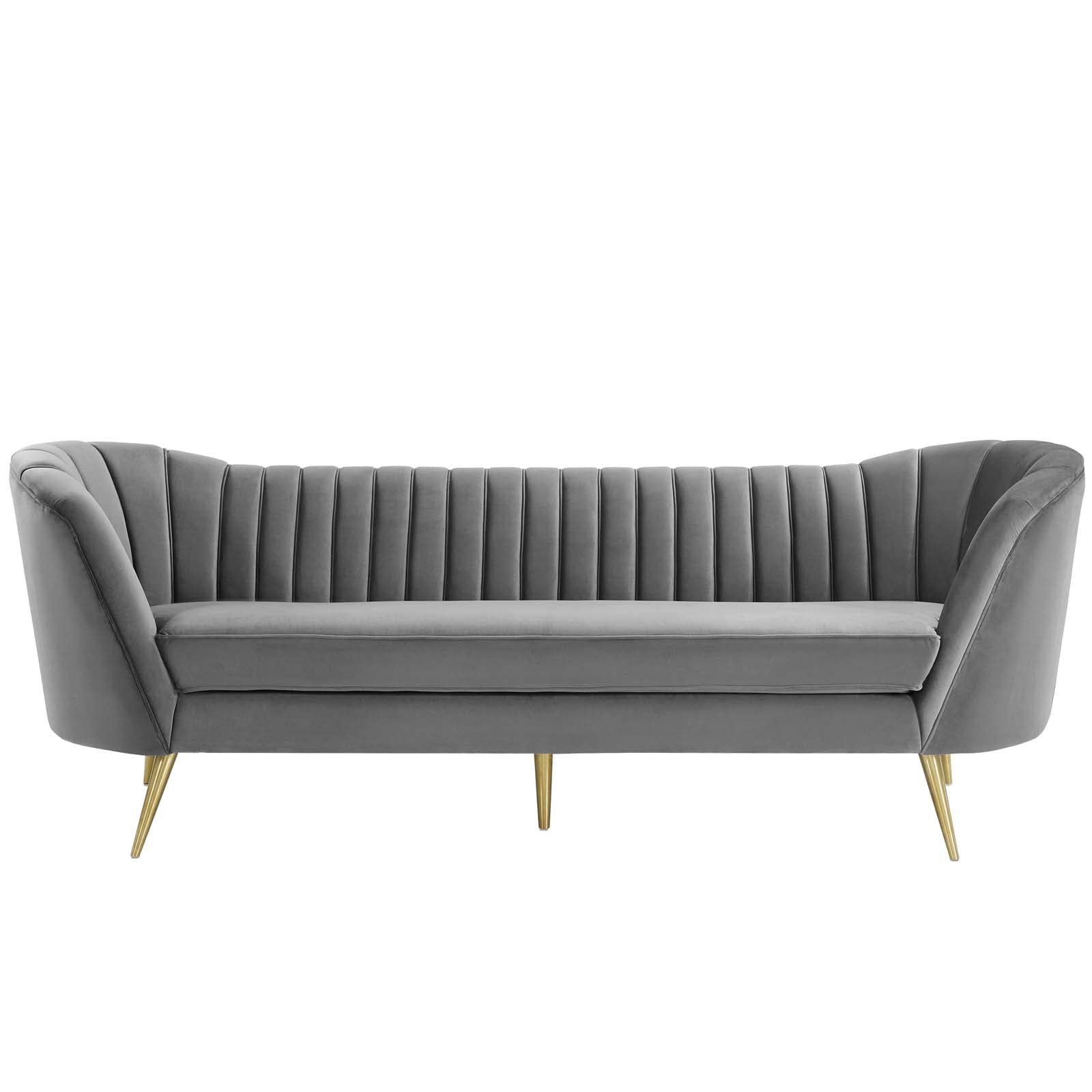 Modway Opportunity Channel Tufted Curved Back Upholstered Performance Velvet Sofa In Gray